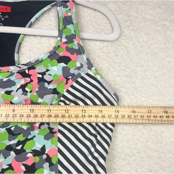 Spanx Tank Peplum Active Top Style Petal Power Thin Stripe Gym Athletic Size M - Picture 5 of 6